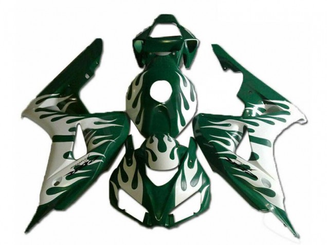 2006-2007 Honda CBR1000RR Motorcycle Fairings - White Green Flame UK Manufacturers