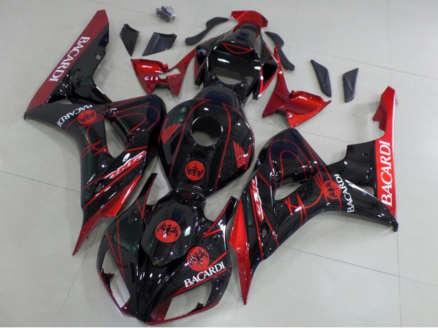 2006-2007 Honda CBR1000RR Motorcycle Fairings - Red Glossy Black Bacardi UK Manufacturers