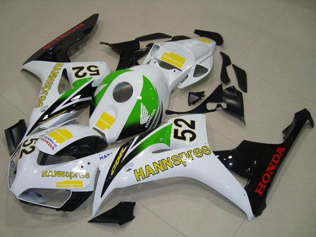 2006-2007 Honda CBR1000RR Motorcycle Fairings - White Green Yellow Glossy Black Hannspree 52 UK Manufacturers