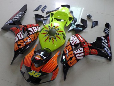 2006-2007 Honda CBR1000RR Motorcycle Fairing - Green Orange Glossy Black Rossi 46 UK Manufacturers