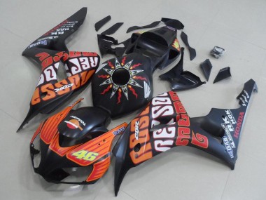2006-2007 Honda CBR1000RR Motorcycle Fairings - Matte Black Orange Rossi 46 UK Manufacturers