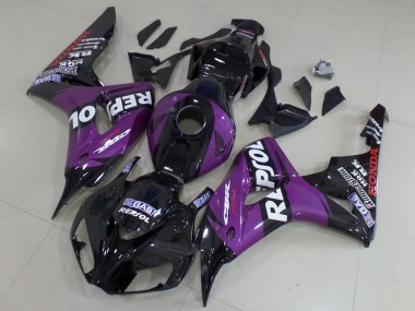 2006-2007 Honda CBR1000RR Motorcycle Fairings - Glossy Black Purple Repsol UK Manufacturers