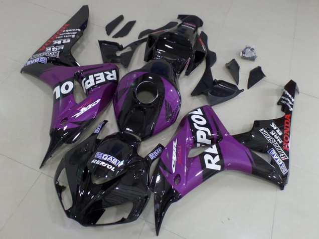 2006-2007 Honda CBR1000RR Motorcycle Fairings - Glossy Black Purple Repsol UK Manufacturers