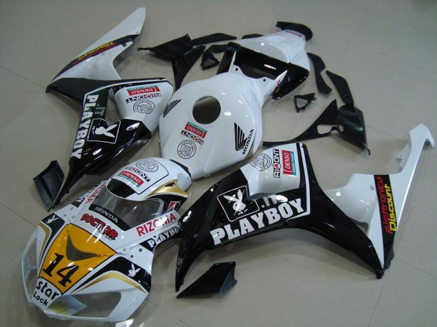 2006-2007 Honda CBR1000RR Motorcycle Fairings - White Yellow Glossy Black Denso Playboy 14 UK Manufacturers