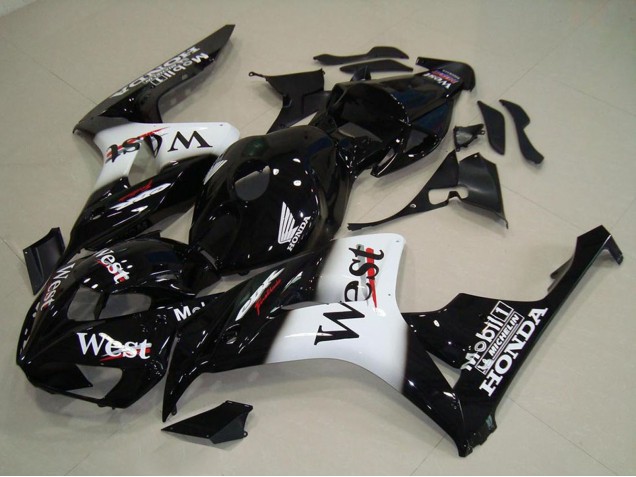 2006-2007 Honda CBR1000RR Motorcycle Fairings - Glossy Black White West UK Manufacturers
