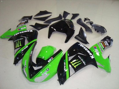 2006-2007 Kawasaki ZX10R Motorcycle Fairings - Green Silver Glossy Black Monster UK Manufacturers