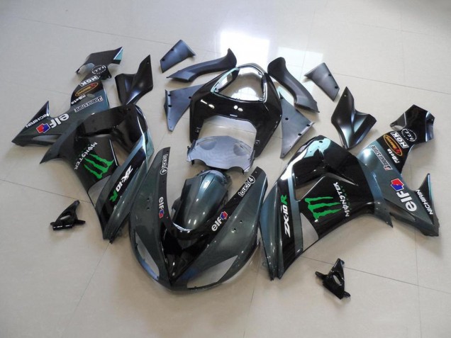 2006-2007 Kawasaki ZX10R Motorcycle Fairings - Glossy Black Matte Black Green Elf Touch4 Monster Energy UK Manufacturers