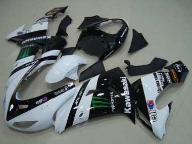 2006-2007 Kawasaki ZX10R Motorcycle Fairings - White Glossy Black Green Elf Monster UK Manufacturers