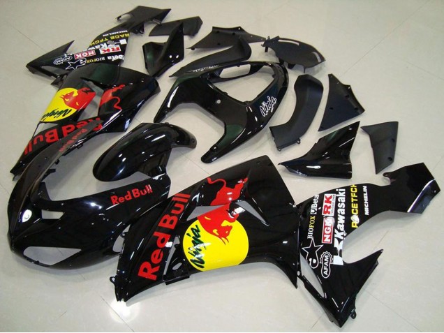 2006-2007 Kawasaki ZX10R Motorcycle Fairings - Glossy Black Yellow Red Bull UK Manufacturers