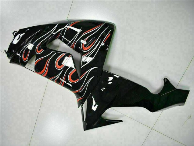 2006-2007 Kawasaki ZX10R Motorcycle Fairing Kits - Glossy Black Red Flame UK Manufacturers