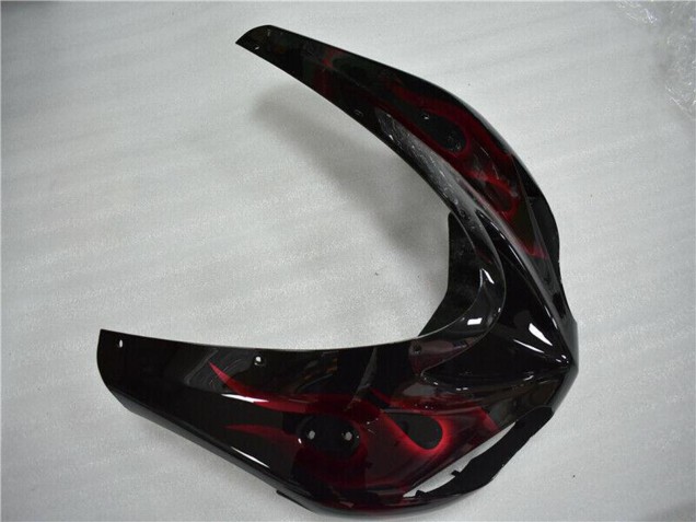 2006-2007 Kawasaki ZX10R Motorcycle Fairing - Glossy Black Red Flame UK Manufacturers