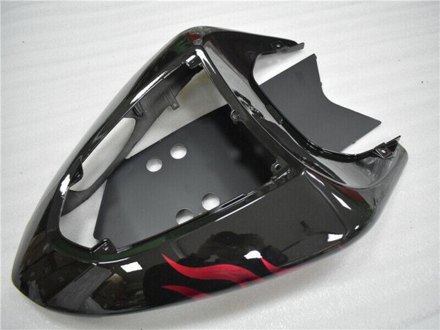 2006-2007 Kawasaki ZX10R Motorcycle Fairing - Glossy Black Red Flame UK Manufacturers