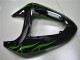 2006-2007 Kawasaki ZX10R Motorcycle Fairings - Glossy Black Green Flame UK Manufacturers