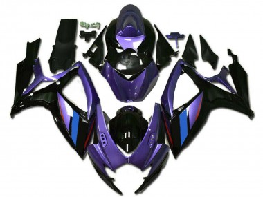 2006-2007 Suzuki GSXR 600/750 Motorcycle Fairings - Purple Blue Glossy Black Stripe UK Manufacturers