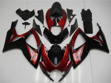 2006-2007 Suzuki GSXR 600/750 Motorcycle Fairing - Red Glossy Black UK Manufacturers