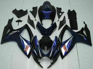 2006-2007 Suzuki GSXR 600/750 Motorcycle Fairings - Glossy Black Blue UK Manufacturers
