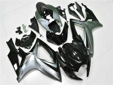 2006-2007 Suzuki GSXR 600/750 Motorcycle Fairings - Silver Glossy Black UK Manufacturers