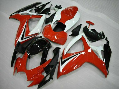2006-2007 Suzuki GSXR 600/750 Motorcycle Fairings - White Red Glossy Black Stripe UK Manufacturers