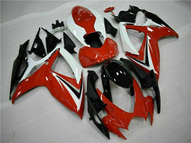 2006-2007 Suzuki GSXR 600/750 Motorcycle Fairings - White Red Glossy Black Stripe UK Manufacturers