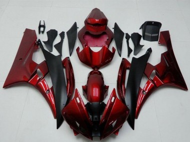 2006-2007 Yamaha YZF R6 Motorcycle Fairing Kits - Red Matte Black UK Manufacturers