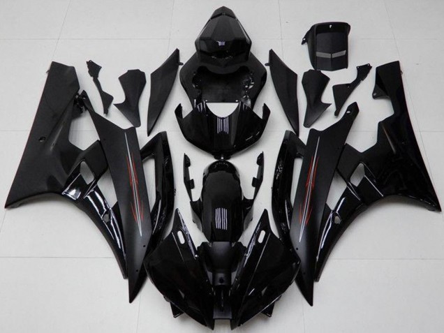 2006-2007 Yamaha YZF R6 Motorcycle Fairing Kits - Glossy Black Matte Black UK Manufacturers