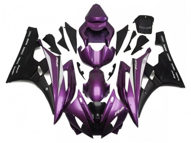 2006-2007 Yamaha YZF R6 Motorcycle Fairings - Purple Matte Black Santander UK Manufacturers