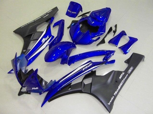 2006-2007 Yamaha YZF R6 Motorcycle Fairings - Blue White Matte Black Motul UK Manufacturers