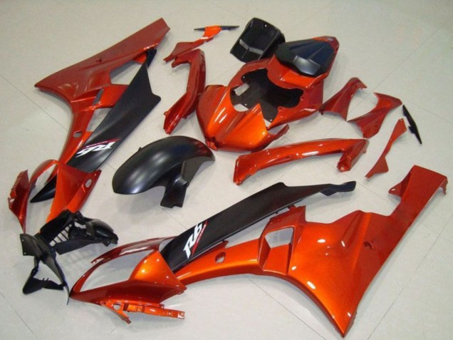 2006-2007 Yamaha YZF R6 Motorcycle Fairing Kits - Orange Matte Black UK Manufacturers
