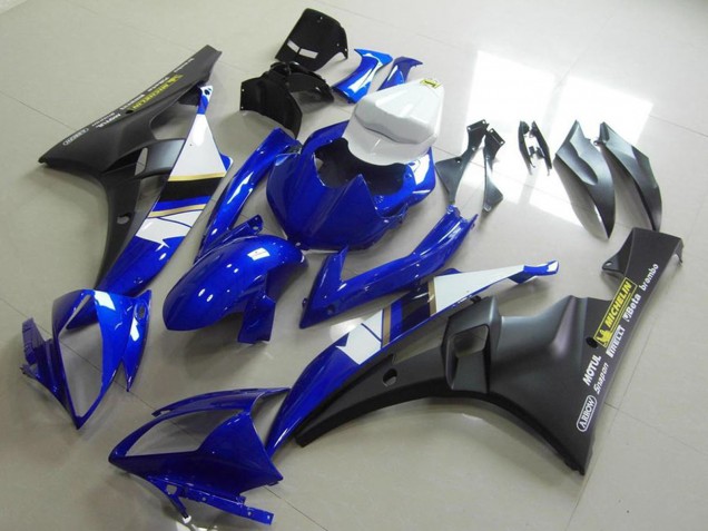 2006-2007 Yamaha YZF R6 Motorcycle Fairings - White Blue Matte Black Motul Michelin UK Manufacturers