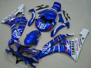 2006-2007 Yamaha YZF R6 Motorcycle Fairings - White Blue Fiat Motul Michelin UK Manufacturers