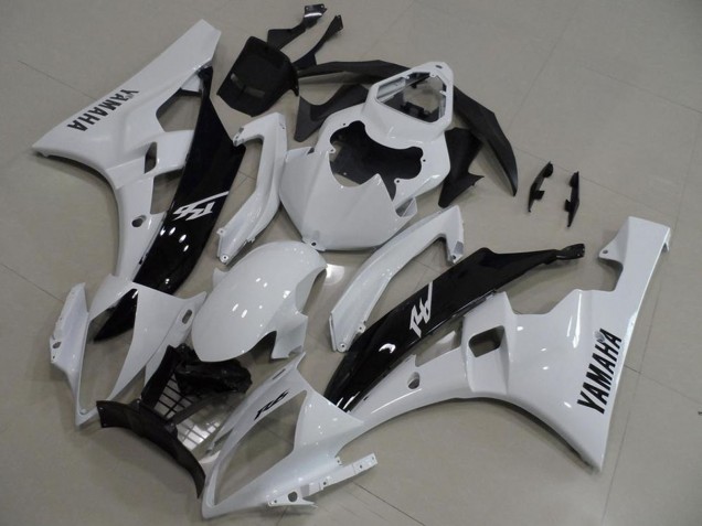 2006-2007 Yamaha YZF R6 Motorcycle Fairings - White Glossy Black UK Manufacturers