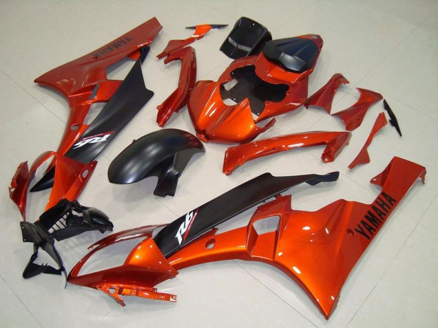 2006-2007 Yamaha YZF R6 Motorcycle Fairing - Orange Matte Black UK Manufacturers