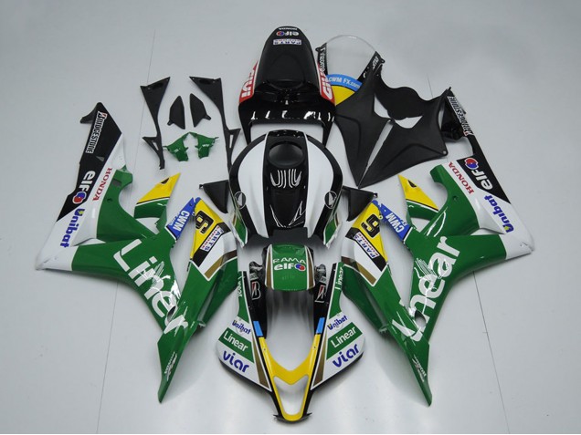 2007-2008 Honda CBR600RR Motorcycle Fairings - Green White Glossy Black Liner UK Manufacturers
