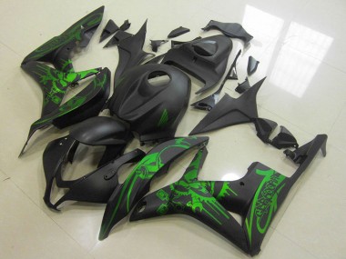 2007-2008 Honda CBR600RR Motorcycle Fairings - Green Matte Black Skull UK Manufacturers