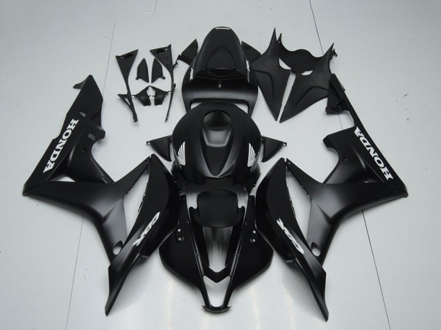 2007-2008 Honda CBR600RR Motorcycle Fairings - Matte Black White Decals UK Manufacturers
