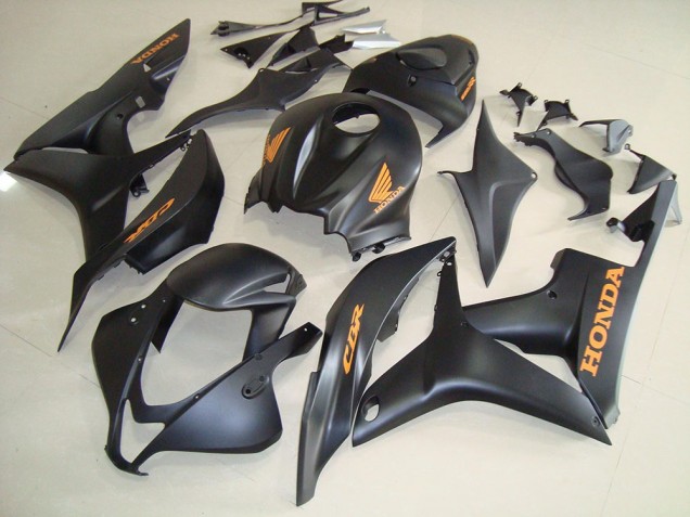 2007-2008 Honda CBR600RR Motorcycle Fairings - Matte Black Gold Decals UK Manufacturers