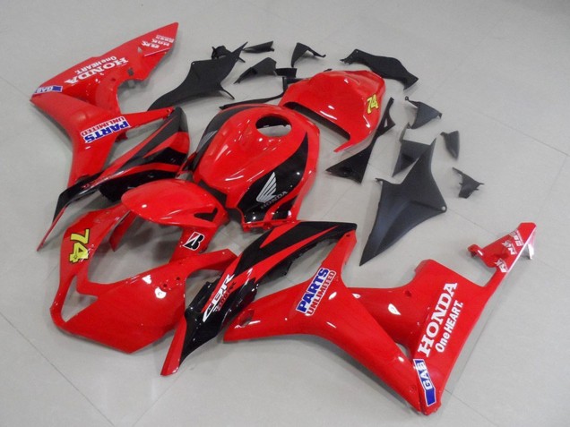 2007-2008 Honda CBR600RR Motorcycle Fairings - Red Glossy Black Racing Unlimited Parts 74 UK Manufacturers