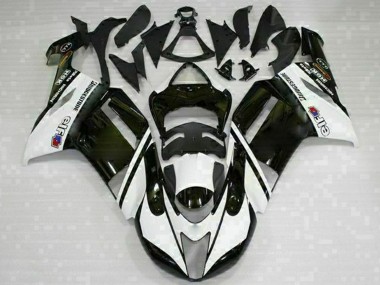 2007-2008 Kawasaki ZX6R Motorcycle Fairings - Black White UK Manufacturers