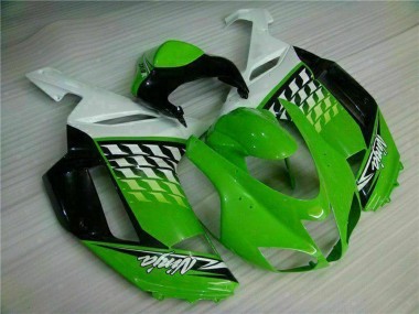 2007-2008 Kawasaki ZX6R Motorcycle Fairings - Green White Ninja UK Manufacturers