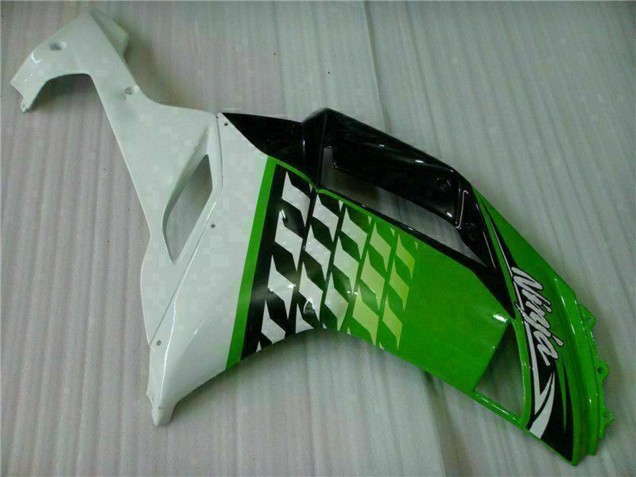 2007-2008 Kawasaki ZX6R Motorcycle Fairings - Green White Ninja UK Manufacturers