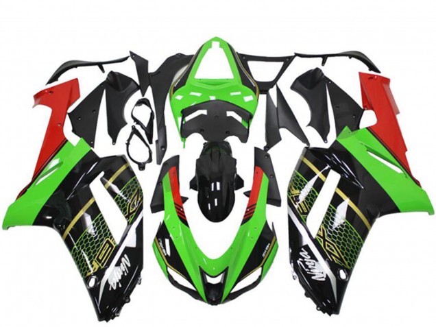 2007-2008 Kawasaki ZX6R Motorcycle Fairing - Green Black UK Manufacturers