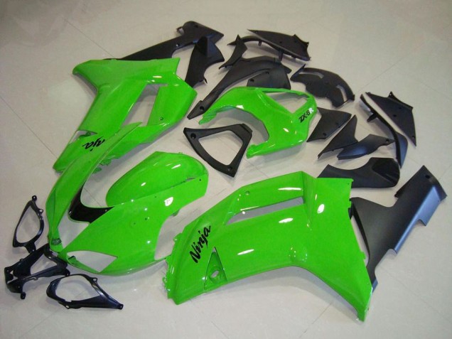 2007-2008 Kawasaki ZX6R Motorcycle Fairings - Green Matte Black UK Manufacturers