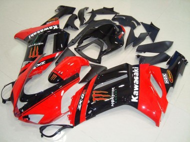 2007-2008 Kawasaki ZX6R Motorcycle Fairings - Monster In Red UK Manufacturers