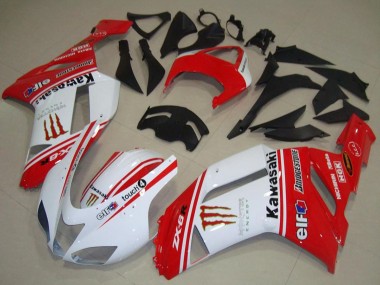 2007-2008 Kawasaki ZX6R Motorcycle Fairings - Red and White UK Manufacturers