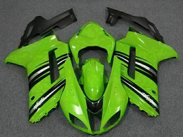 2007-2008 Kawasaki ZX6R Motorcycle Fairing Kits - Green Black UK Manufacturers
