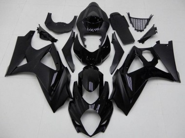 2007-2008 Suzuki GSXR 1000 Motorcycle Fairings - Glossy Black Matte Black No Decal UK Manufacturers