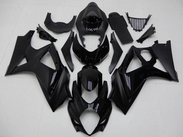 2007-2008 Suzuki GSXR 1000 Motorcycle Fairings - Glossy Black Matte Black No Decal UK Manufacturers