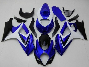 2007-2008 Suzuki GSXR 1000 Motorcycle Fairings - White Blue Black No Decal UK Manufacturers