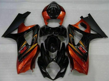 2007-2008 Suzuki GSXR 1000 Motorcycle Fairings - Black Orange UK Manufacturers