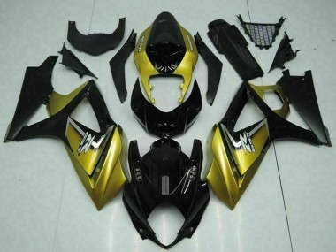 2007-2008 Suzuki GSXR 1000 Motorcycle Fairings - Gold Glossy Black Silver Decal UK Manufacturers